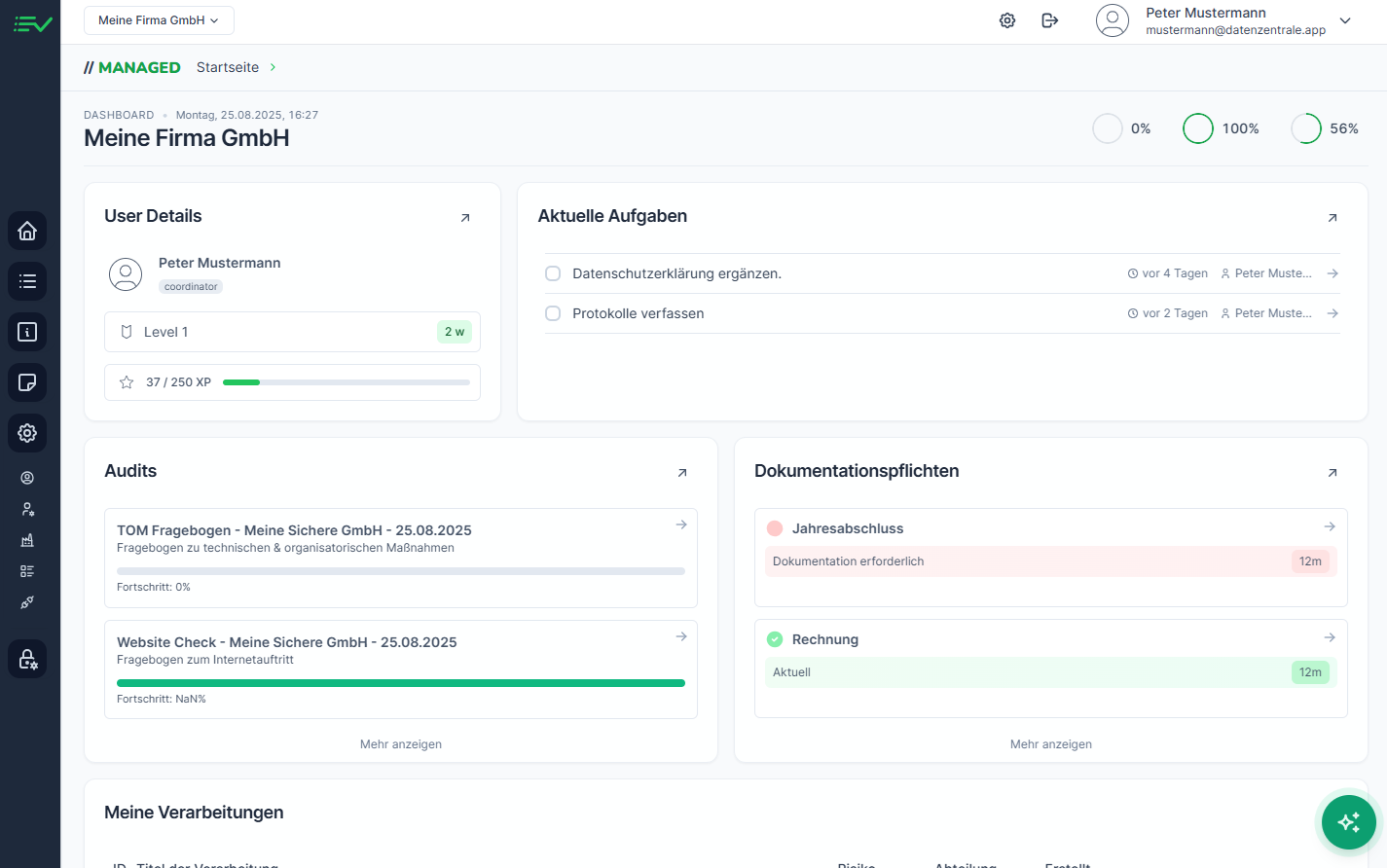 Datenzentrale Screenshot